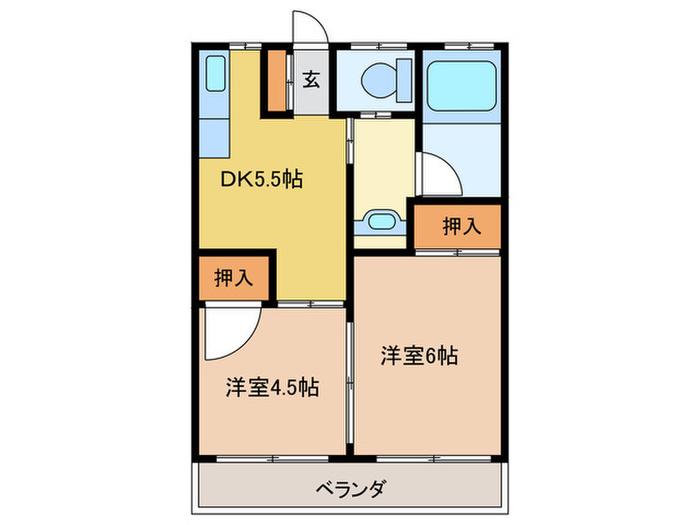 マイホ-ム河辺セブン(2DK/2階)の間取り写真