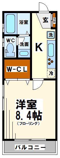 ユニヴェール華(1K/1階)の間取り写真