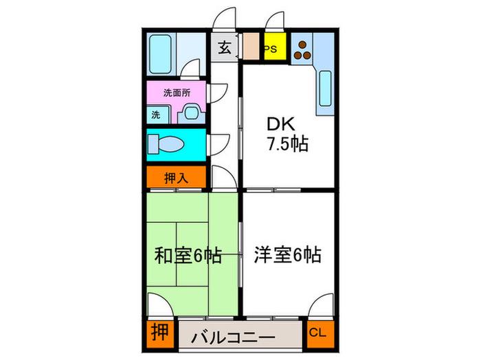 ハミングアヴェニュー(2DK/2階)の間取り写真