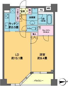 カスタリア高輪(1LDK/3階)の間取り写真