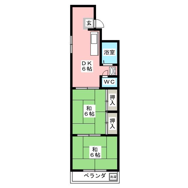 アオキハイツ(2DK/3階)の間取り写真