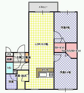 グランシャリオ(2LDK/1階)の間取り写真