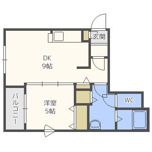 カーム19(1LDK/2階)の間取り写真
