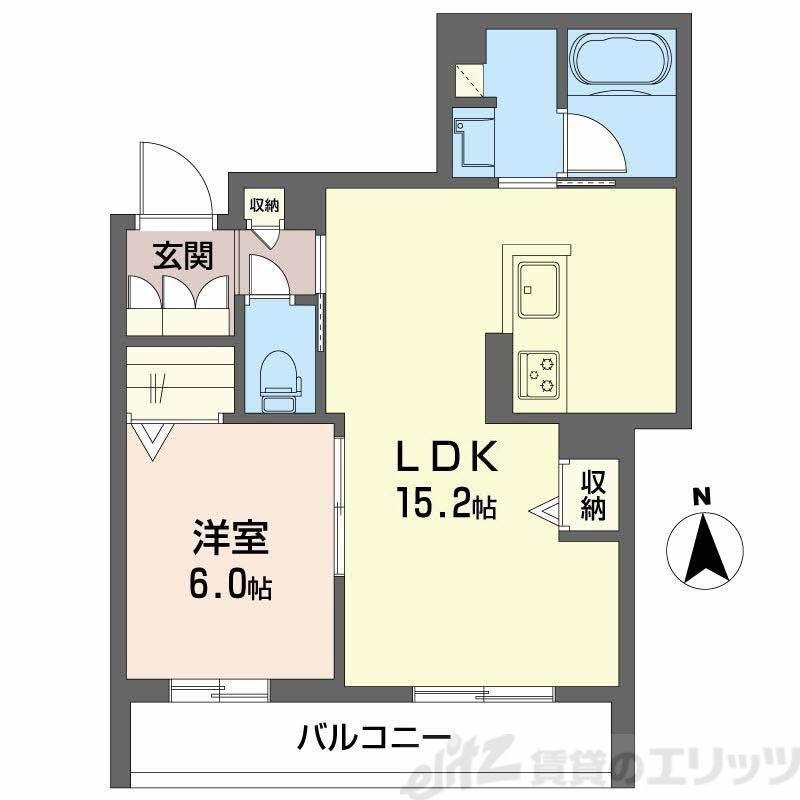 ユイロ中津(1LDK/3階)の間取り写真