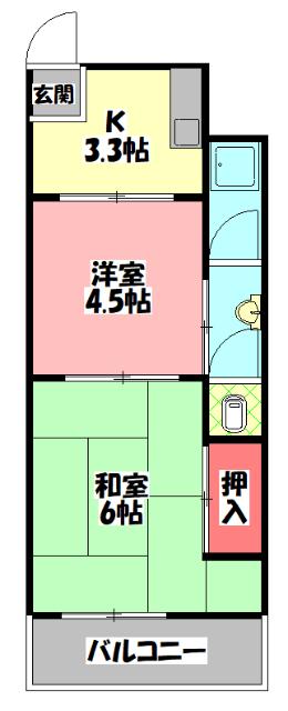 藤田マンション(2K/5階)の間取り写真