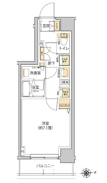 グレーシアフィット羽沢横浜国大(1K/4階)の間取り写真