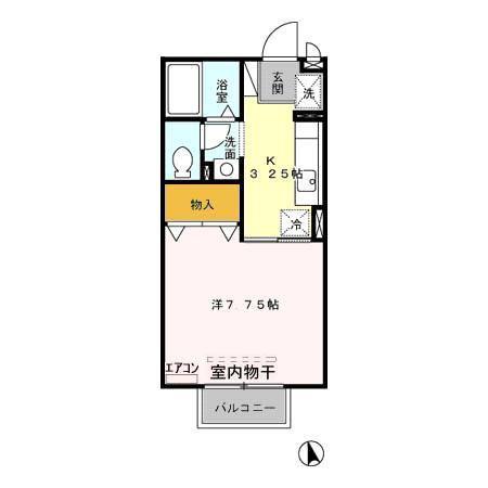 サンビレッジ足利(1K/2階)の間取り写真