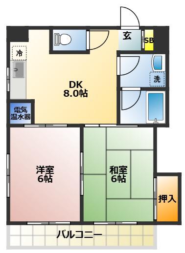 E・Hマンション(2DK/2階)の間取り写真