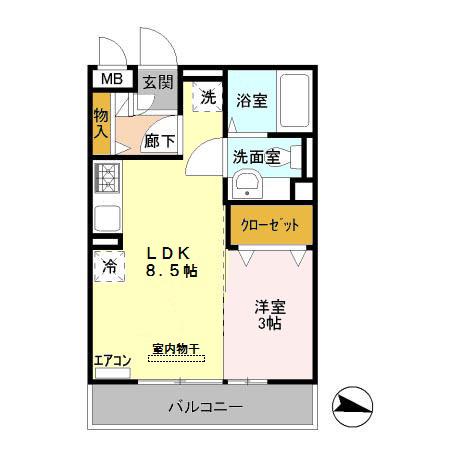 クレセントコートケイ(1LDK/3階)の間取り写真