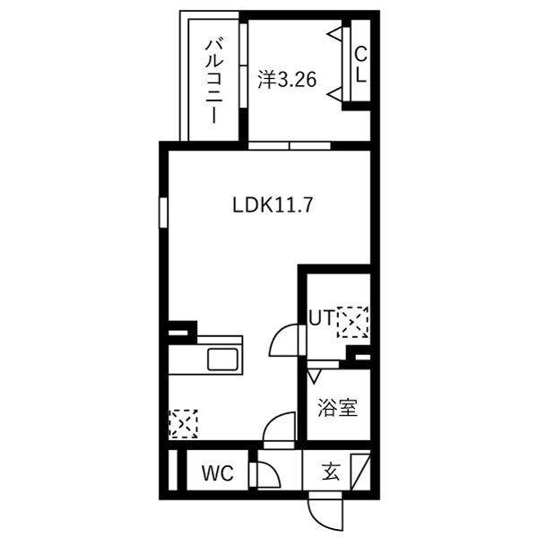 FSTYLE一津屋1号館(1LDK/1階)の間取り写真