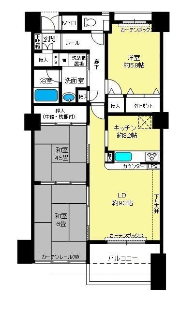 コスモ守山5番館603号(3LDK/6階)の間取り写真