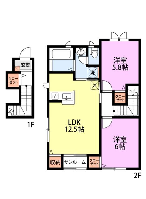 パークホームズ小張木(2LDK/2階)の間取り写真