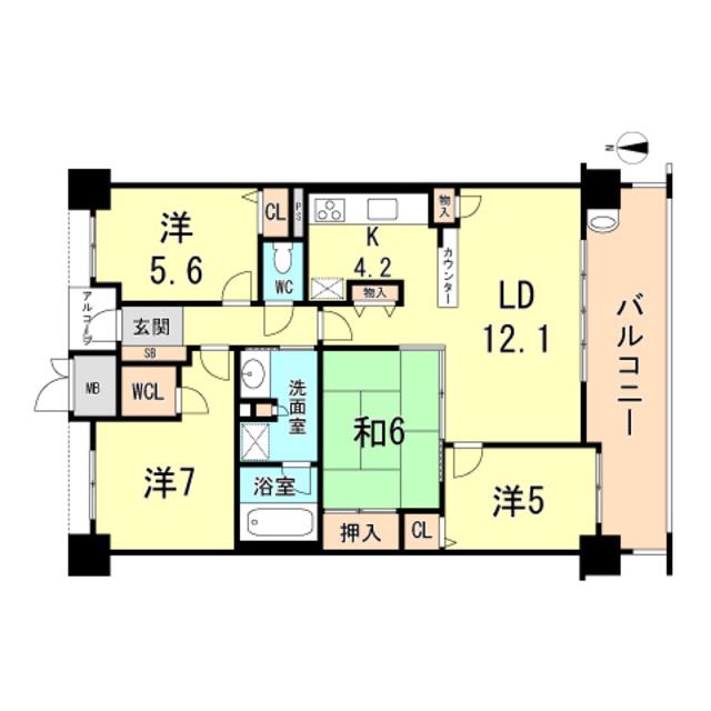 ディークラディア甲東園(4LDK/2階)の間取り写真
