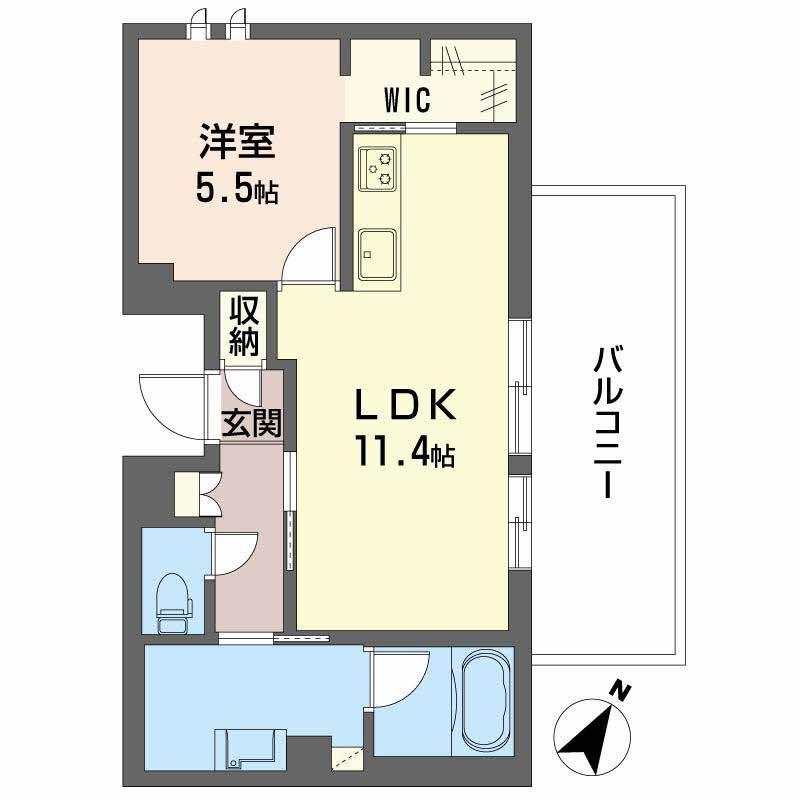 エテルノ 和(1LDK/4階)の間取り写真