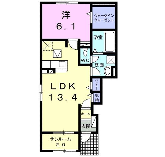 グラン・コリーヌ(1LDK/1階)の間取り写真