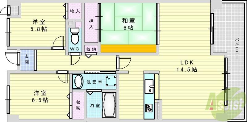 メゾンクレール(3LDK/3階)の間取り写真