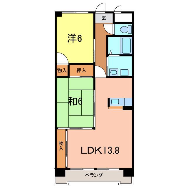 SOLE善明(2LDK/5階)の間取り写真