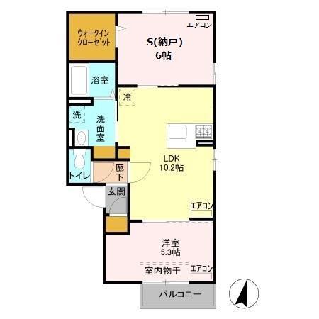 メゾンブランシュ(1LDK/2階)の間取り写真