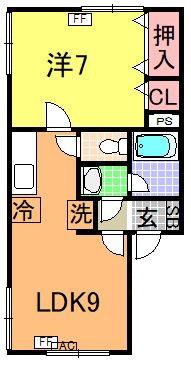 コーポラス浪岡(1LDK/2階)の間取り写真