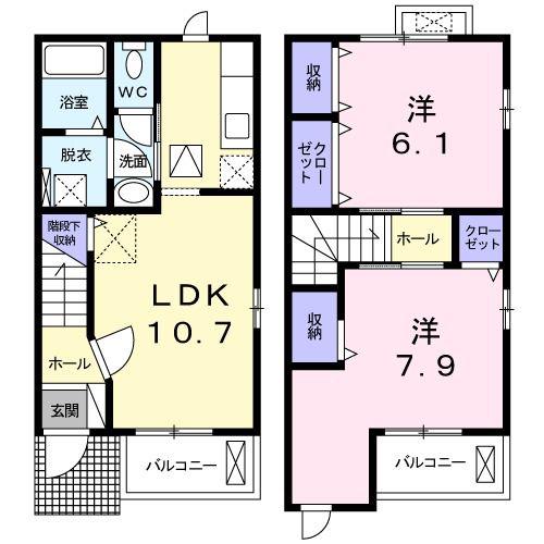 レアンジュ(2LDK/1階)の間取り写真