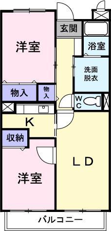 ラフィーネ美術館前(2LDK/2階)の間取り写真