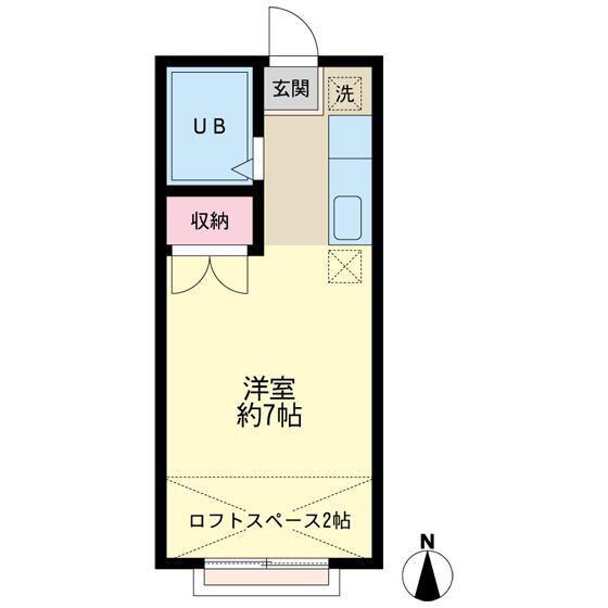 エステートピアタナベ(ワンルーム/2階)の間取り写真