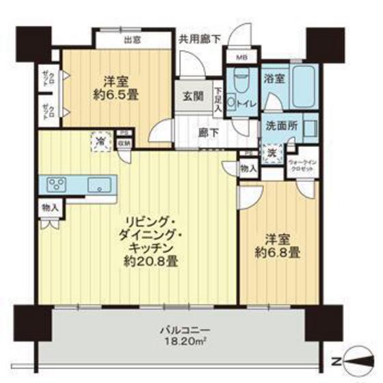 プレサンスロジェ国際通レーヴタワー(2LDK/8階)の間取り写真