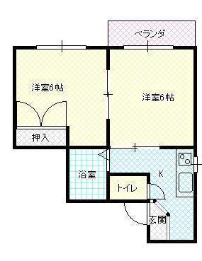 セレーネ白山(2K/4階)の間取り写真