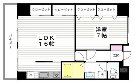 コンフォート宮城野(1LDK/4階)の間取り写真