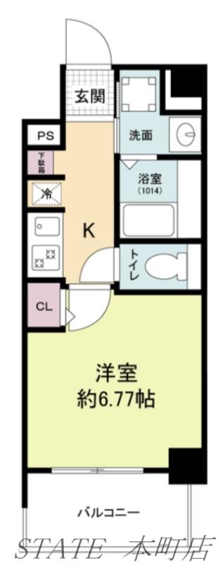 METROSA弁天町(1K/8階)の間取り写真