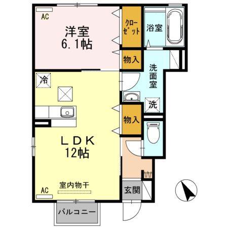 クレアコート C(1LDK/1階)の間取り写真