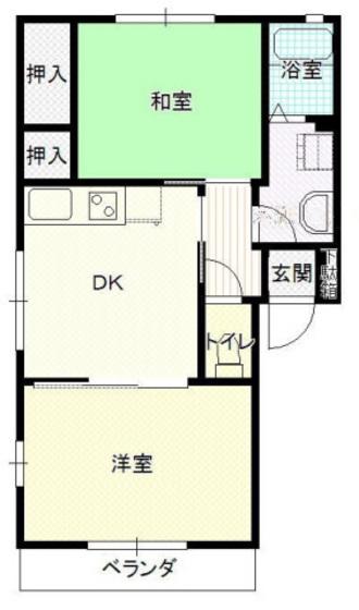 パインハウスA棟(2DK/2階)の間取り写真
