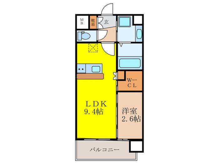 セレニテ東三国ミラク(1LDK/12階)の間取り写真