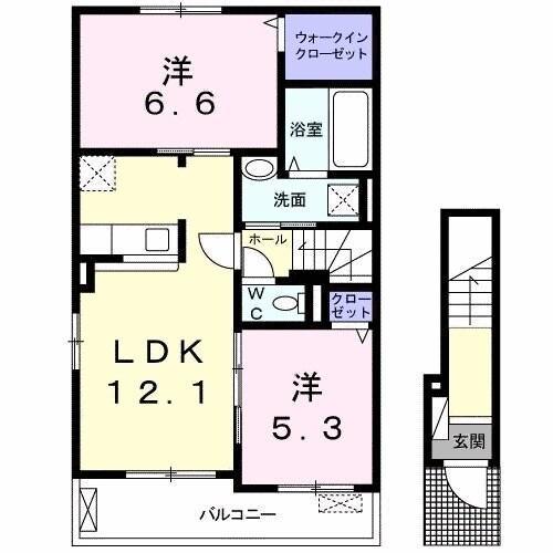 エスポワール・藍(2LDK/2階)の間取り写真