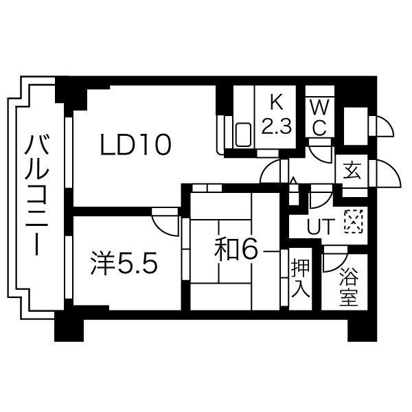 ドミ山鼻九条(2LDK/7階)の間取り写真