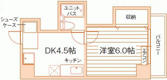グレイス岡山(1DK/4階)の間取り写真