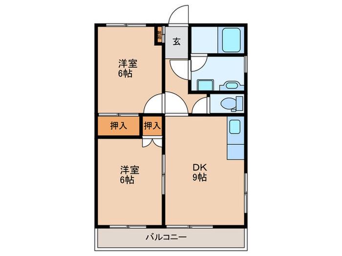 サンライズ敷根I(2DK/2階)の間取り写真