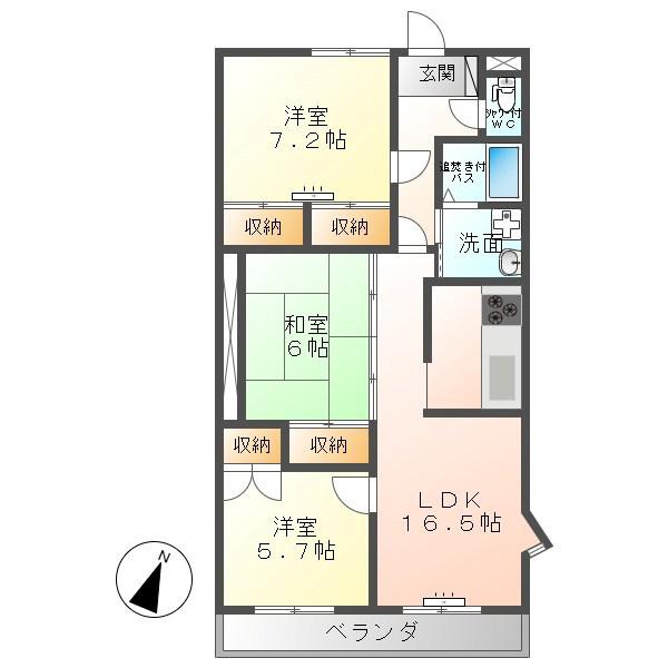 グランドハイツ上田中央(3LDK/3階)の間取り写真