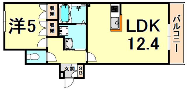 CASA DE OLIVA(1LDK/1階)の間取り写真
