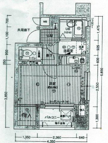 メロディハイム大手通(ワンルーム/2階)の間取り写真