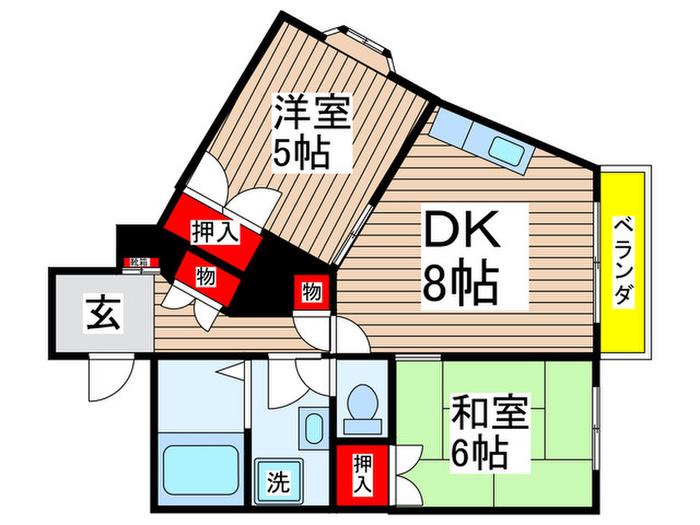 レイジェントハイム(2DK/3階)の間取り写真