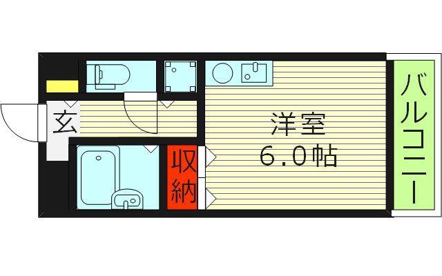 ウエスト ポイント(ワンルーム/10階)の間取り写真