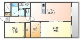 シャリエ日本橋高津(2LDK/6階)の間取り写真