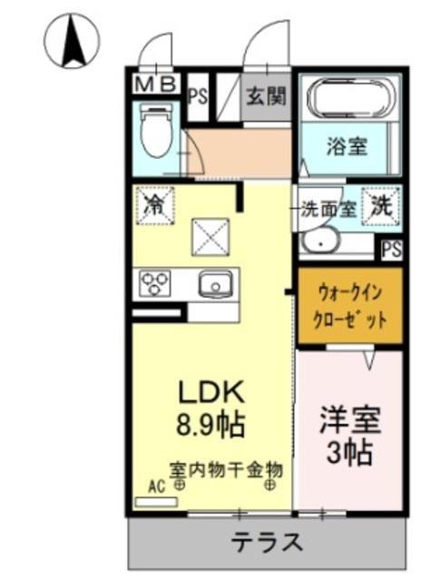 ヴィラグランデII(1LDK/1階)の間取り写真