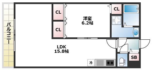 GRADITO新石切(1LDK/1階)の間取り写真