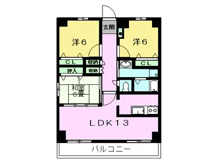 エトワールマンション菊陽(3LDK/1階)の間取り写真