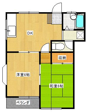 モンシェリー曽谷C棟(2DK/2階)の間取り写真