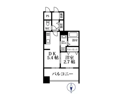 モダンパラッツォ大濠NORD(1DK/2階)の間取り写真