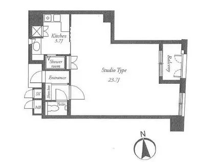 ルネ・パルティーレ汐留(1K/7階)の間取り写真