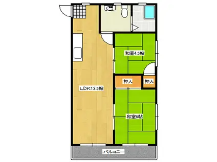 KMビル(2LDK/3階)の間取り写真